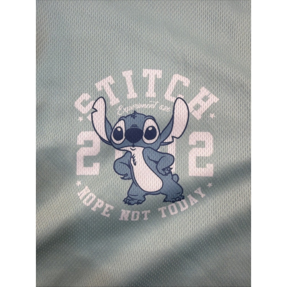 Disney Stitch Nope Not‎ Today Baseball Jersey #02 Light Turquoise Medium